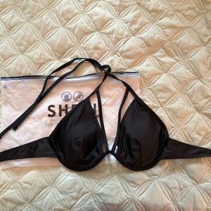 Brand new black strappy bikini top